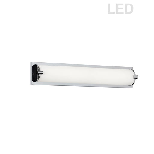 Dainolite VLD-464 25in 1-Light LED Vanity | Contemporary Polished Chrome and White Glass | Bathroom Vanity Light | 25 x 2.7 x 4.5 in | Model VLD-464-25-PC