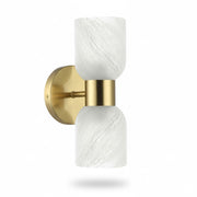 Dainolite Vonda 2-Light Wall Sconce | Transitional Aged Brass Metal and Faux Alabaster Glass | Bathroom & Powder Room Vanity | Model VND-102W-AGB-ALB