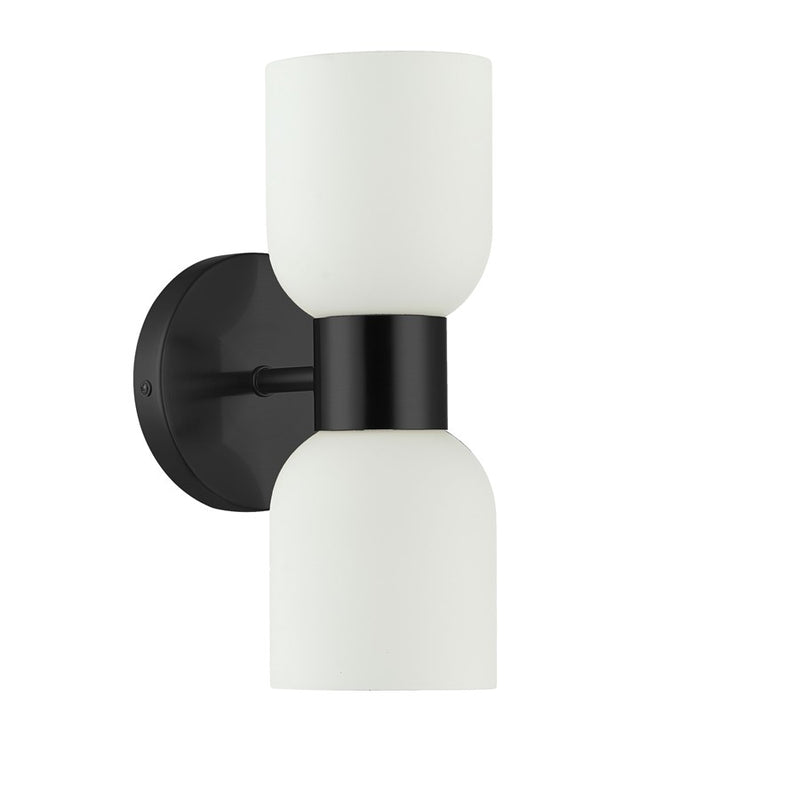 Dainolite Vonda 2 Light Wall Sconce, Matte Black/White