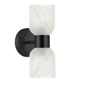 Dainolite Vonda 2-Light Wall Sconce | Transitional Matte Black Metal and Faux Alabaster Glass | Bathroom & Powder Room Vanity | Model VND-102W-MB-ALB