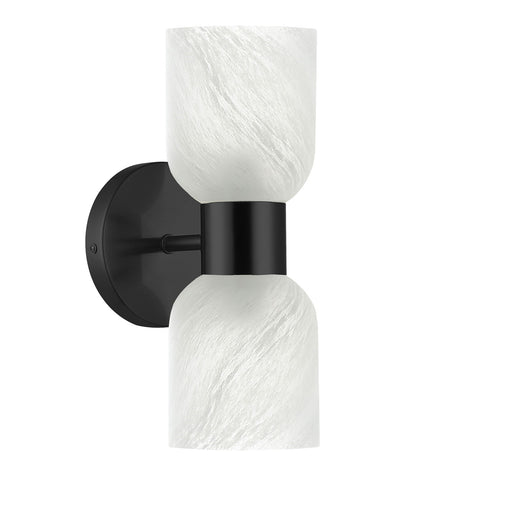 Dainolite Vonda 2-Light Wall Sconce | Transitional Matte Black Metal and Faux Alabaster Glass | Bathroom & Powder Room Vanity | Model VND-102W-MB-ALB