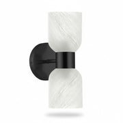 Dainolite Vonda 2-Light Wall Sconce | Transitional Matte Black Metal and Faux Alabaster Glass | Bathroom & Powder Room Vanity | Model VND-102W-MB-ALB