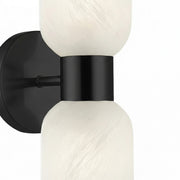 Dainolite Vonda 2-Light Wall Sconce | Transitional Matte Black Metal and Faux Alabaster Glass | Bathroom & Powder Room Vanity | Model VND-102W-MB-ALB