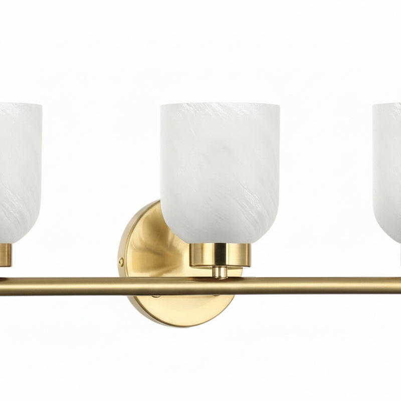 Dainolite Vonda 21in 3-Light Vanity Light | Transitional Aged Brass Metal and Faux Alabaster Glass | Bathroom & Powder Room | 5 x | Model VND-213W-AGB-ALB