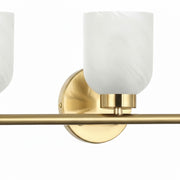 Dainolite Vonda 21in 3-Light Vanity Light | Transitional Aged Brass Metal and Faux Alabaster Glass | Bathroom & Powder Room | 5 x | Model VND-213W-AGB-ALB