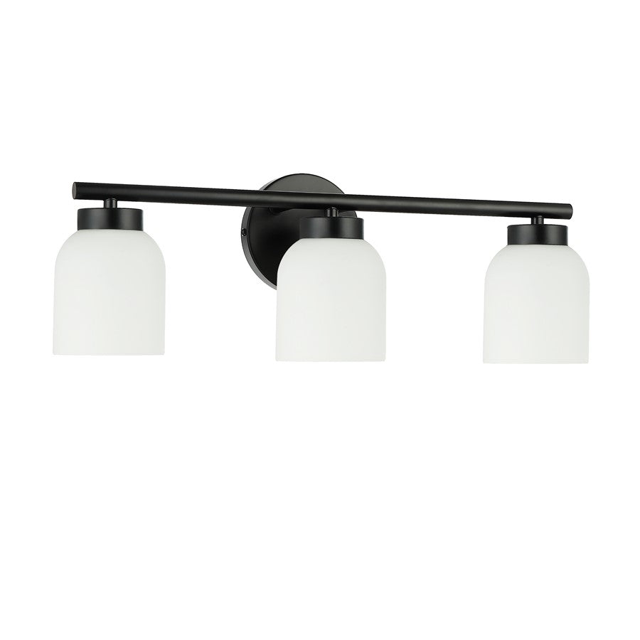 Dainolite Vonda 3 Light Bath/Vanity, Matte Black/White - VND-213W-MB