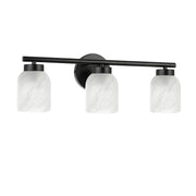 Dainolite Vonda 21in 3-Light Vanity Light | Transitional Matte Black Metal and Faux Alabaster Glass | Bathroom & Powder Room | Model VND-213W-MB-ALB