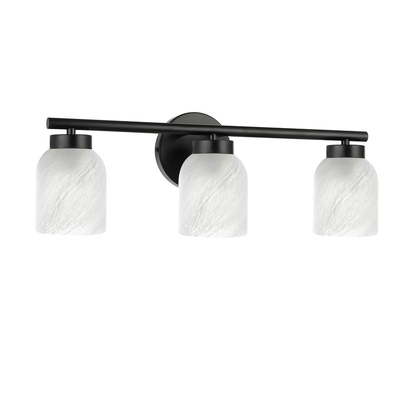 Dainolite Vonda 21in 3-Light Vanity Light | Transitional Matte Black Metal and Faux Alabaster Glass | Bathroom & Powder Room | Model VND-213W-MB-ALB