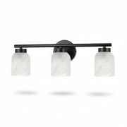Dainolite Vonda 21in 3-Light Vanity Light | Transitional Matte Black Metal and Faux Alabaster Glass | Bathroom & Powder Room | Model VND-213W-MB-ALB