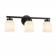 Dainolite Vonda 21in 3-Light Vanity Light | Transitional Matte Black Metal and Faux Alabaster Glass | Bathroom & Powder Room | Model VND-213W-MB-ALB
