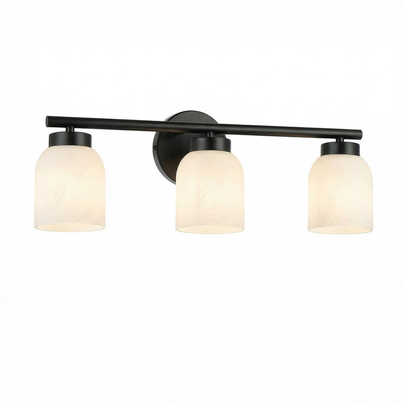 Dainolite Vonda 21in 3-Light Vanity Light | Transitional Matte Black Metal and Faux Alabaster Glass | Bathroom & Powder Room | Model VND-213W-MB-ALB