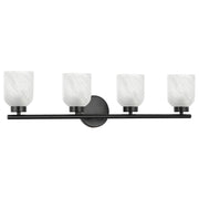 Dainolite Vonda 29in 4-Light Vanity Light | Transitional Matte Black Metal and Faux Alabaster Glass | Bathroom & Powder Room | 29 | Model VND-294W-MB-ALB