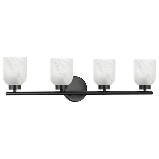 Dainolite Vonda 29in 4-Light Vanity Light | Transitional Matte Black Metal and Faux Alabaster Glass | Bathroom & Powder Room | 29 | Model VND-294W-MB-ALB