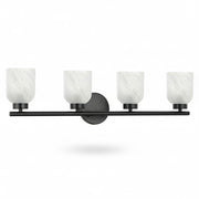 Dainolite Vonda 29in 4-Light Vanity Light | Transitional Matte Black Metal and Faux Alabaster Glass | Bathroom & Powder Room | 29 | Model VND-294W-MB-ALB
