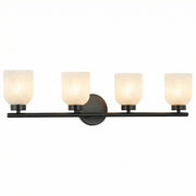 Dainolite Vonda 29in 4-Light Vanity Light | Transitional Matte Black Metal and Faux Alabaster Glass | Bathroom & Powder Room | 29 | Model VND-294W-MB-ALB