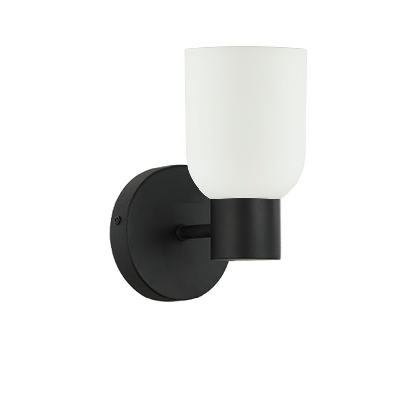 Dainolite Vonda 1-Light Wall Sconce | Transitional Matte Black and White Glass | Bathroom & Powder Room Accent | 4.75 x 5.75 x 8 in | Model VND-81W-MB