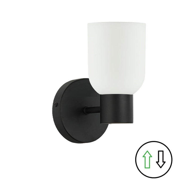 Dainolite Vonda 1-Light Wall Sconce | Transitional Matte Black and White Glass | Bathroom & Powder Room Accent | 4.75 x 5.75 x 8 in | Model VND-81W-MB