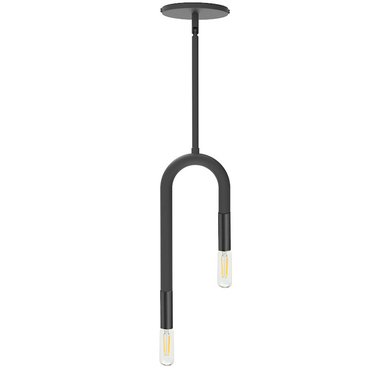 Dainolite Wand 5in 2-Light Pendant | Modern Matte Black Metal | Kitchen Island & Dining Room | 25-56in Drop | Model WAN-152P-MB