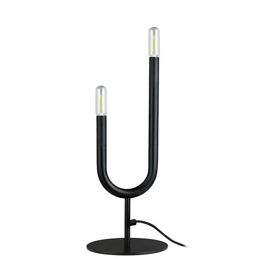 Dainolite Wand 16in 2-Light Table Lamp | Modern Matte Black Metal | Bedroom & Office Desk | 6 x 1 x 16 in | Model WAN-172T-MB