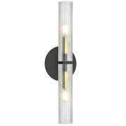 Dainolite Wand 20in 2-Light Wall Sconce | Transitional Matte Black and Aged Brass with Frosted Glass | Bathroom & Bedroom | Model WAN-192W-MB-AGB-FR