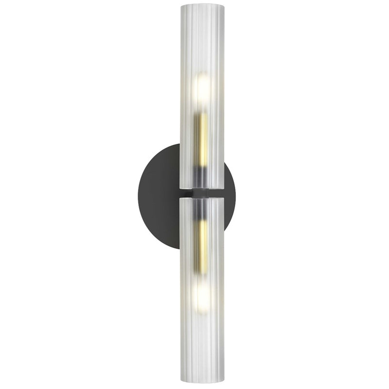 Dainolite Wand 20in 2-Light Wall Sconce | Transitional Matte Black and Aged Brass with Frosted Glass | Bathroom & Bedroom | Model WAN-192W-MB-AGB-FR