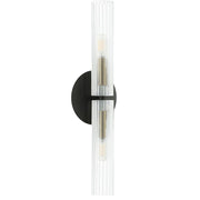 Dainolite Wand 20in 2-Light Wall Sconce | Transitional Matte Black and Aged Brass with Frosted Glass | Bathroom & Bedroom | Model WAN-192W-MB-AGB-FR