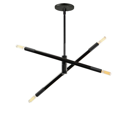 Dainolite Wand 20in 4-Light Pendant | Modern Matte Black Metal | Kitchen Island & Dining Room | 19.5 x 19.5 x 4 in | Model WAN-244P-MB