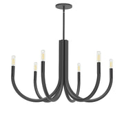 Dainolite Wand 28in 6-Light Chandelier | Modern Matte Black Metal | Dining Room & Foyer | 28 x 28 x 17 in | Model WAN-286C-MB