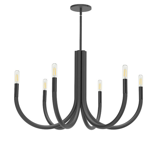 Dainolite Wand 28in 6-Light Chandelier | Modern Matte Black Metal | Dining Room & Foyer | 28 x 28 x 17 in | Model WAN-286C-MB