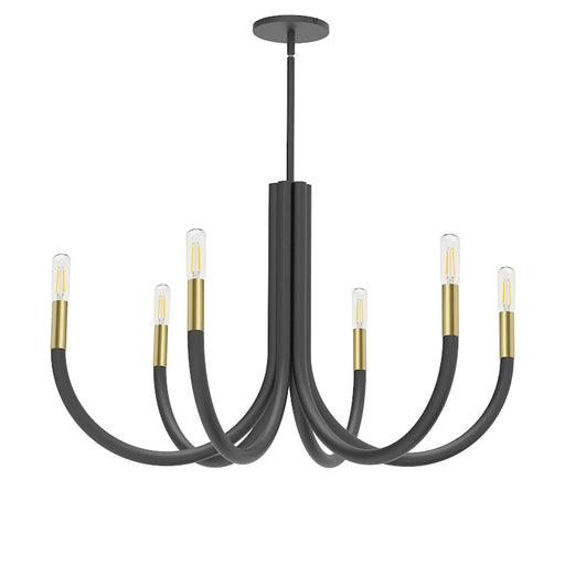 Dainolite Wand 28in 6-Light Chandelier | Modern Matte Black and Aged Brass | Dining Room & Foyer | 28 x 28 x 17 in | Model WAN-286C-MB-AGB