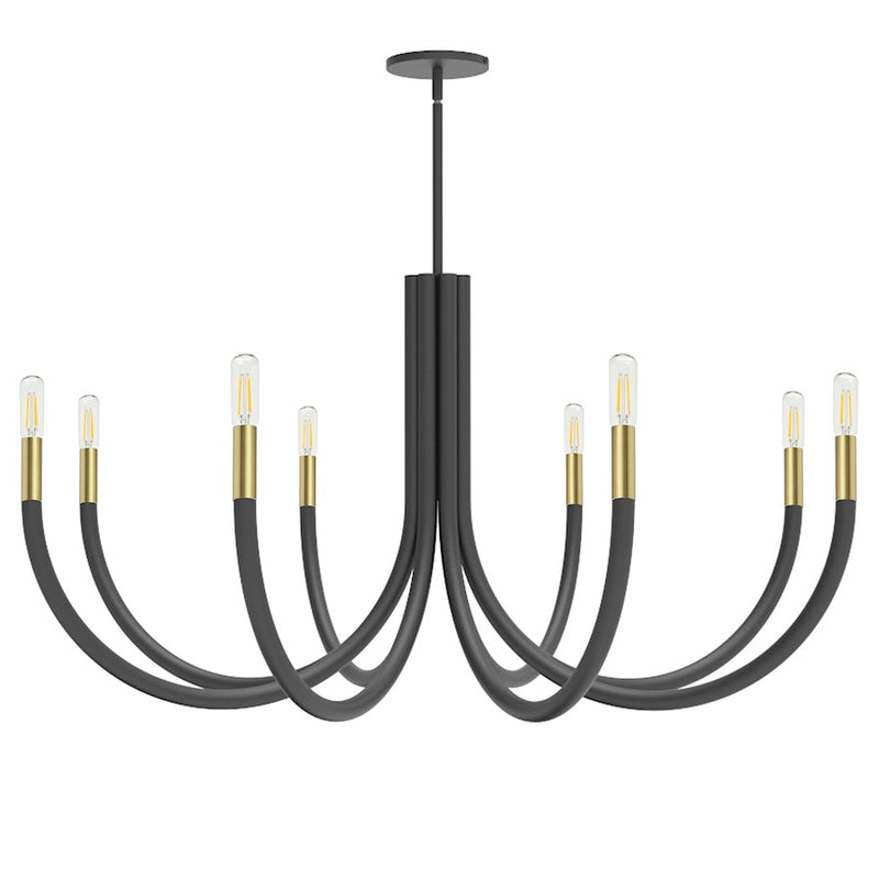 Dainolite Wand 38in 8-Light Chandelier | Modern Matte Black and Aged Brass | Dining Room & Foyer | 38 x 38 x 19 in | Model WAN-388C-MB-AGB
