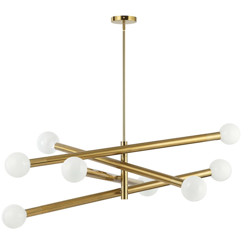 Dainolite Wand 36in 8-Light Linear Pendant | Modern Aged Brass Metal | Foyer & Kitchen Island | 36 x 36 x 19 in | Model WAN-398C-AGB