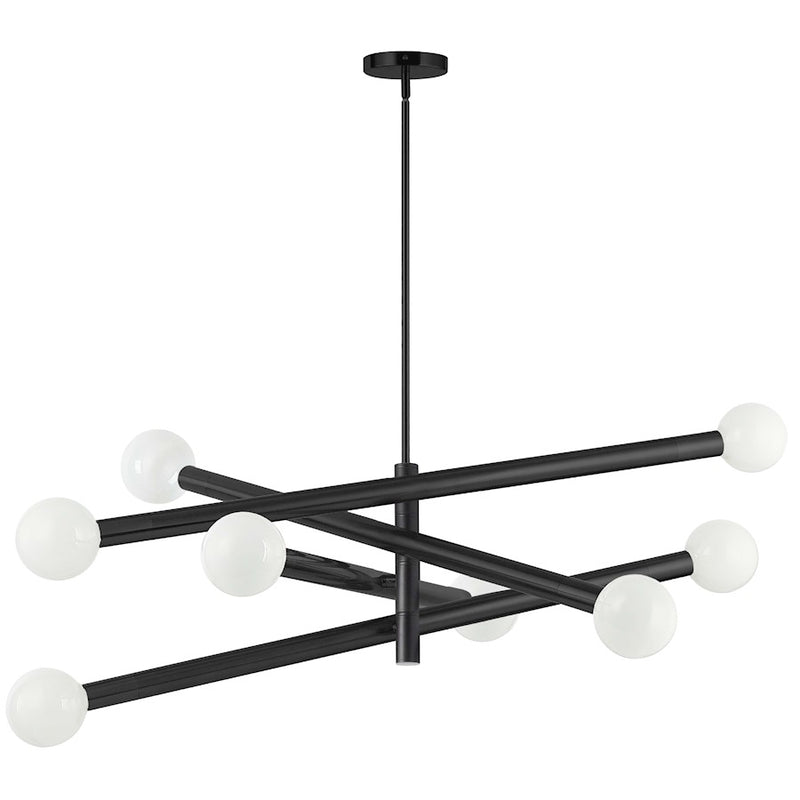Dainolite Wand 36in 8-Light Linear Pendant | Modern Matte Black Metal | Foyer & Kitchen Island | 36 x 36 x 19 in | Model WAN-398C-MB