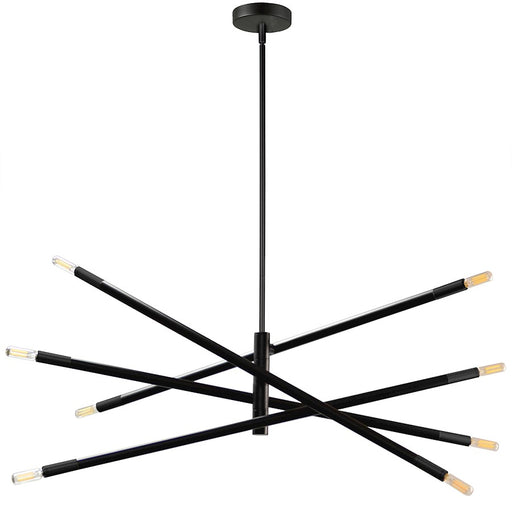 Dainolite Wand 36in 8-Light Pendant | Modern Matte Black Metal | Kitchen Island & Dining Room | 35.5 x 35.5 x 8 in | Model WAN-408P-MB