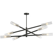Dainolite Wand 47in 8-Light Pendant | Transitional Matte Black, Aged Brass and Frosted Glass | Kitchen Island & Dining | Model WAN-448C-MB-AGB-FR