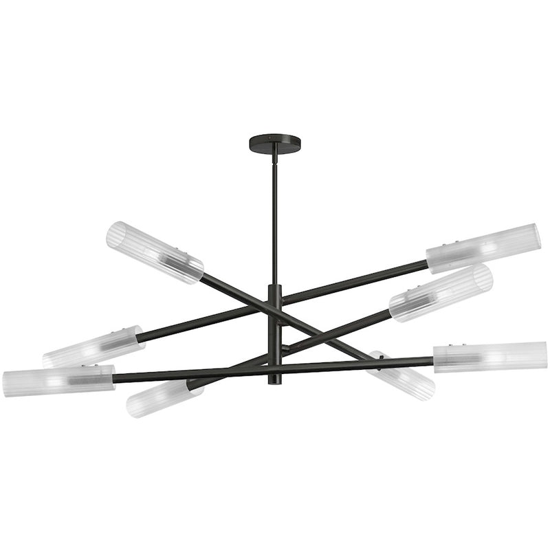 Dainolite Wand 48in 8-Light Pendant | Transitional Matte Black and Frosted Glass | Kitchen Island & Dining Room | Model WAN-448C-MB-FR
