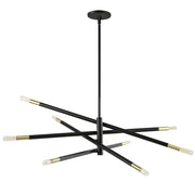 Dainolite Wand 50in 8-Light Pendant | Modern Matte Black and Aged Brass Metal | Kitchen Island & Dining Room | 50 x 50 x 8 in | Model WAN-548P-MB-AGB