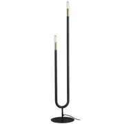 Dainolite Wand 40.5in 2-Light Floor Lamp | Modern Matte Black and Aged Brass Metal | Living Room & Bedroom Reading Light | 1 x 5.5 | Model WAN-602F-MB-AGB