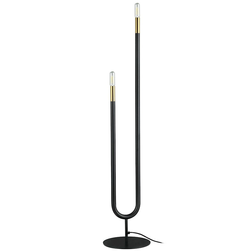 Dainolite Wand 40.5in 2-Light Floor Lamp | Modern Matte Black and Aged Brass Metal | Living Room & Bedroom Reading Light | 1 x 5.5 | Model WAN-602F-MB-AGB