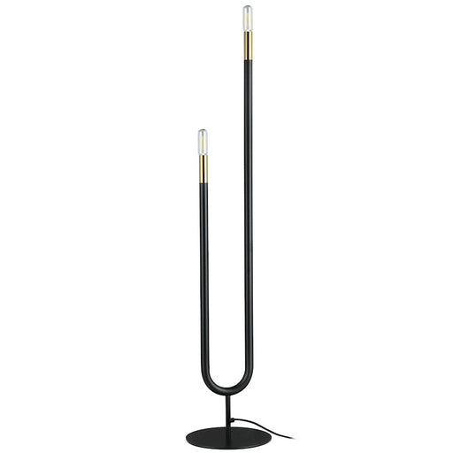 Dainolite Wand 40.5in 2-Light Floor Lamp | Modern Matte Black and Aged Brass Metal | Living Room & Bedroom Reading Light | 1 x 5.5 | Model WAN-602F-MB-AGB