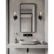 Dainolite Wand 1-Light Wall Sconce | Modern Matte Black and Aged Brass Metal | Hallway & Bedroom Accent | 6 x 5.75 x 8.5 in | Model WAN-91W-MB-AGB