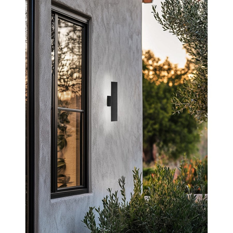 Dainolite Wheatherly 18in 1-Light Outdoor Wall Sconce | Modern Matte Black Metal | Patio & Entryway | 2.5 x 5.25 x 18 in | Model WEA-1818LEDW-MB