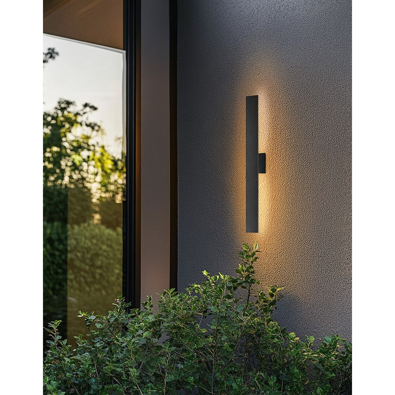 Dainolite Wheatherly 32in 1-Light Outdoor Wall Sconce | Modern Matte Black Metal | Patio & Entryway | 2.5 x 5.25 x 32 in | Model WEA-3230LEDW-MB