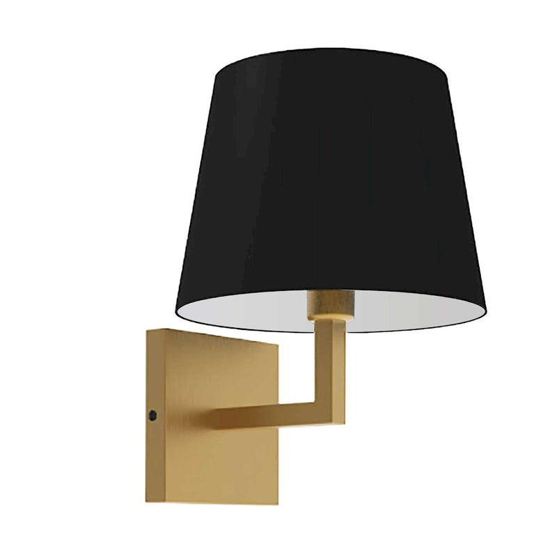 Dainolite Whitney 1-Light Wall Sconce | Modern Black Hardback Shade and Aged Brass Metal | Hallway & Bedroom Accent Light | 8 x 8.5 | Model WHN-91W-AGB-BK