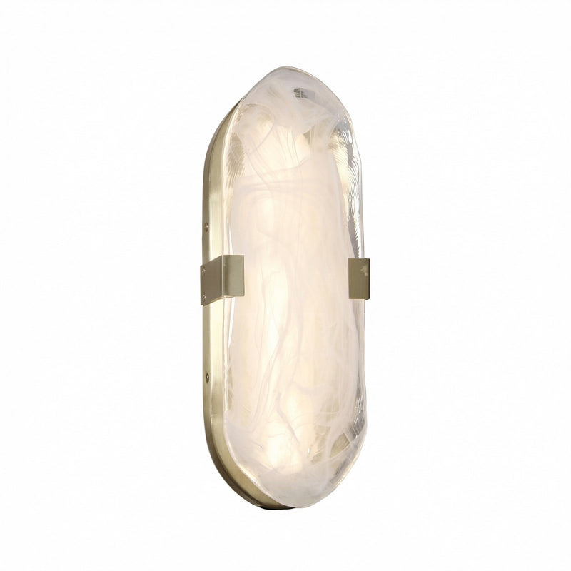 Dainolite Willmina 12in 1-Light LED Wall Sconce | Transitional Aged Brass and White Glass | Bathroom & Hallway | 600 Lumens 3000K | Model WLA-1215LEDW-AGB