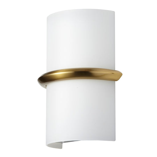 Dainolite Wallace 7in 1-Light LED Sconce | Contemporary Aged Brass and Opal White Glass | Bathroom & Hallway | 900 Lumens | Model WLC-914LEDW-AGB