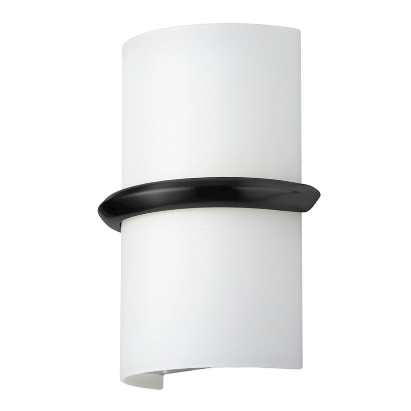 Dainolite Wallace 7in 1-Light LED Sconce | Contemporary Matte Black and Opal White Glass | Bathroom & Hallway | 900 Lumens | Model WLC-914LEDW-MB