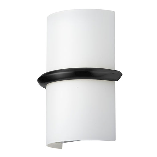 Dainolite Wallace 7in 1-Light LED Sconce | Contemporary Matte Black and Opal White Glass | Bathroom & Hallway | 900 Lumens | Model WLC-914LEDW-MB