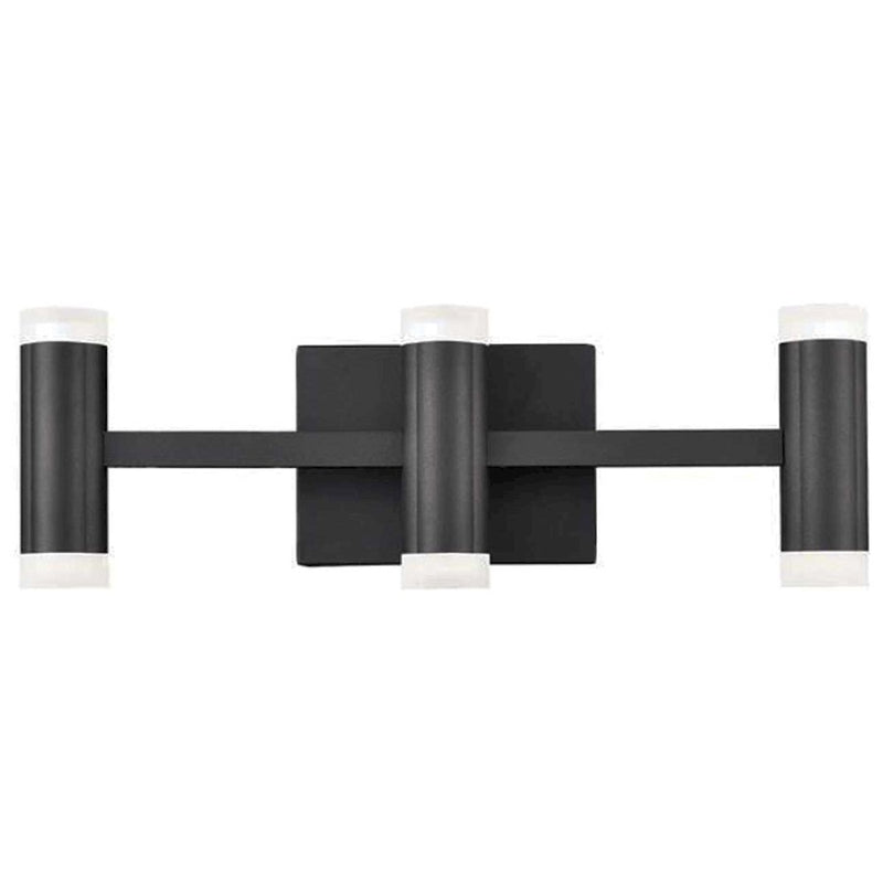 Dainolite Wilson 19.5in 6-Light Vanity | Transitional Matte Black and Frosted Acrylic | Bathroom & Powder Room | Model WLS-1933LEDW-MB