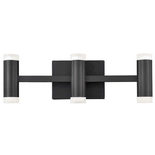 Dainolite Wilson 19.5in 6-Light Vanity | Transitional Matte Black and Frosted Acrylic | Bathroom & Powder Room | Model WLS-1933LEDW-MB
